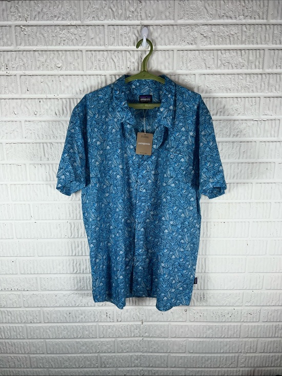 Patagonia Other - Patagonia Organic Cotton Blue Leaf-Print Short Sleeve Go To Shirt NWT